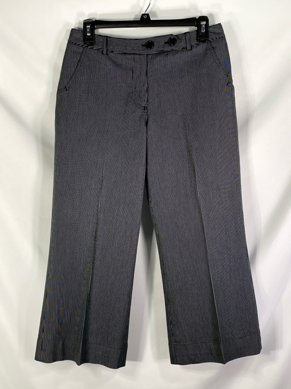 Worthington Stretch Grey Pinstripe Bootcut Dress Pants Size 6 Short Petite Work
